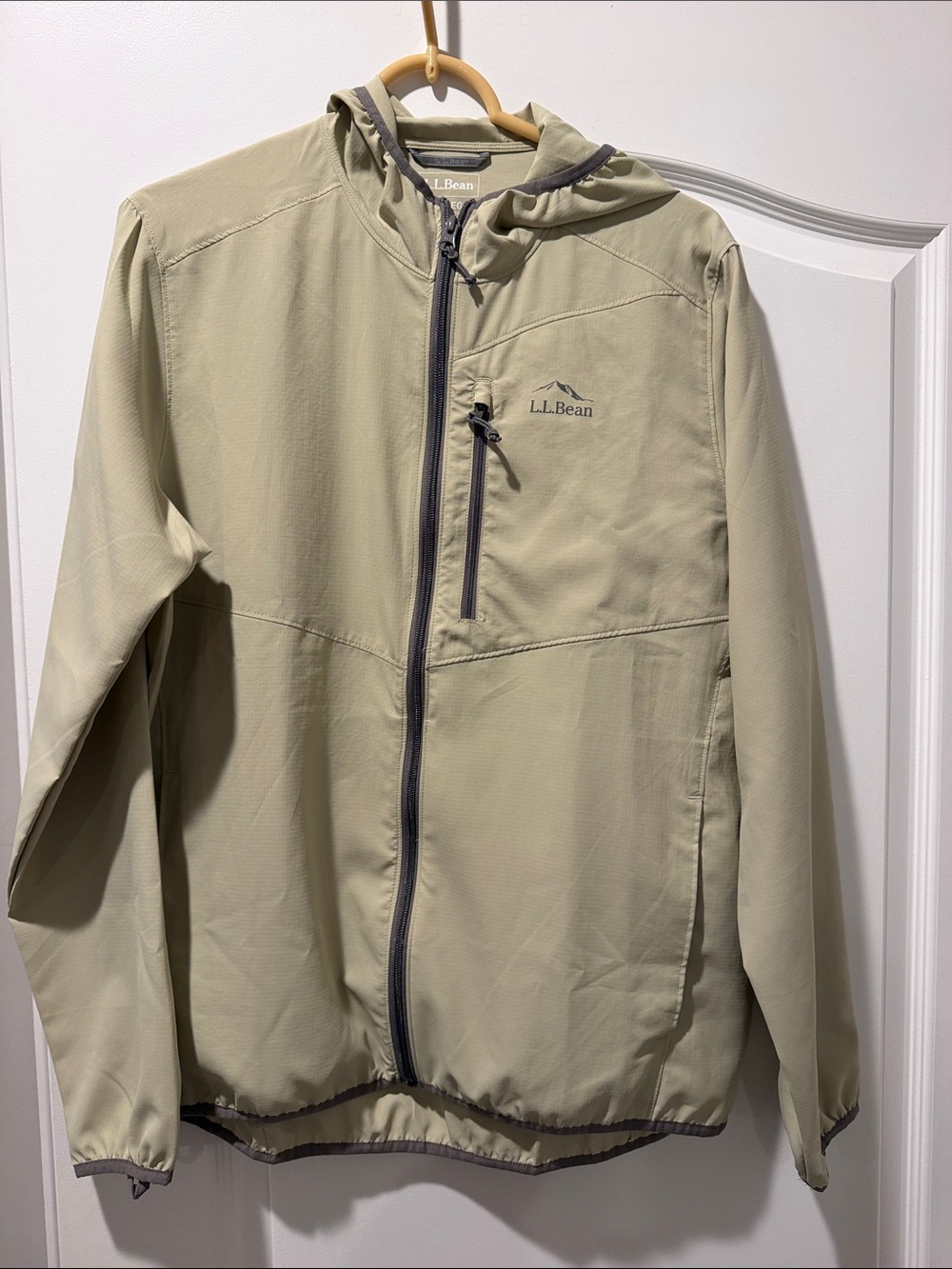 L.L. Bean Men's Hooded Lightweight Jacket in Beige